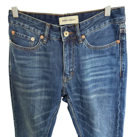 Spier & Mackay Jeans Mens 28X30 Slim Blue Denim Whiskers Straight Leg Midrise - Picture 2 of 11